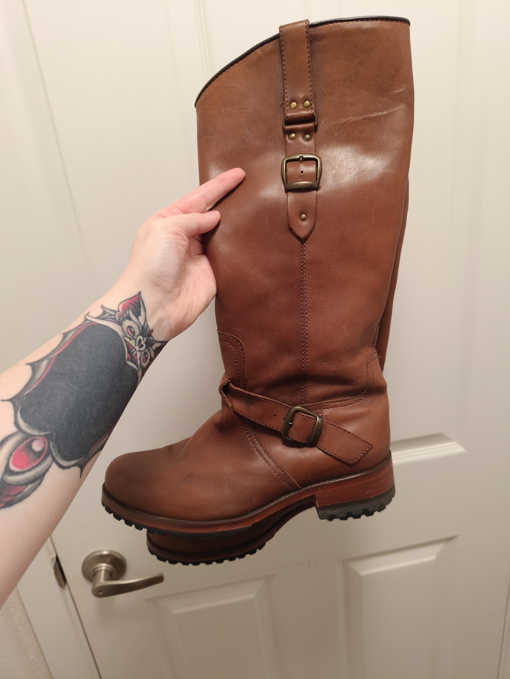 Steven Steve Madden Boots Brown Leather Mid-Calf Buckle Riding Western Boho